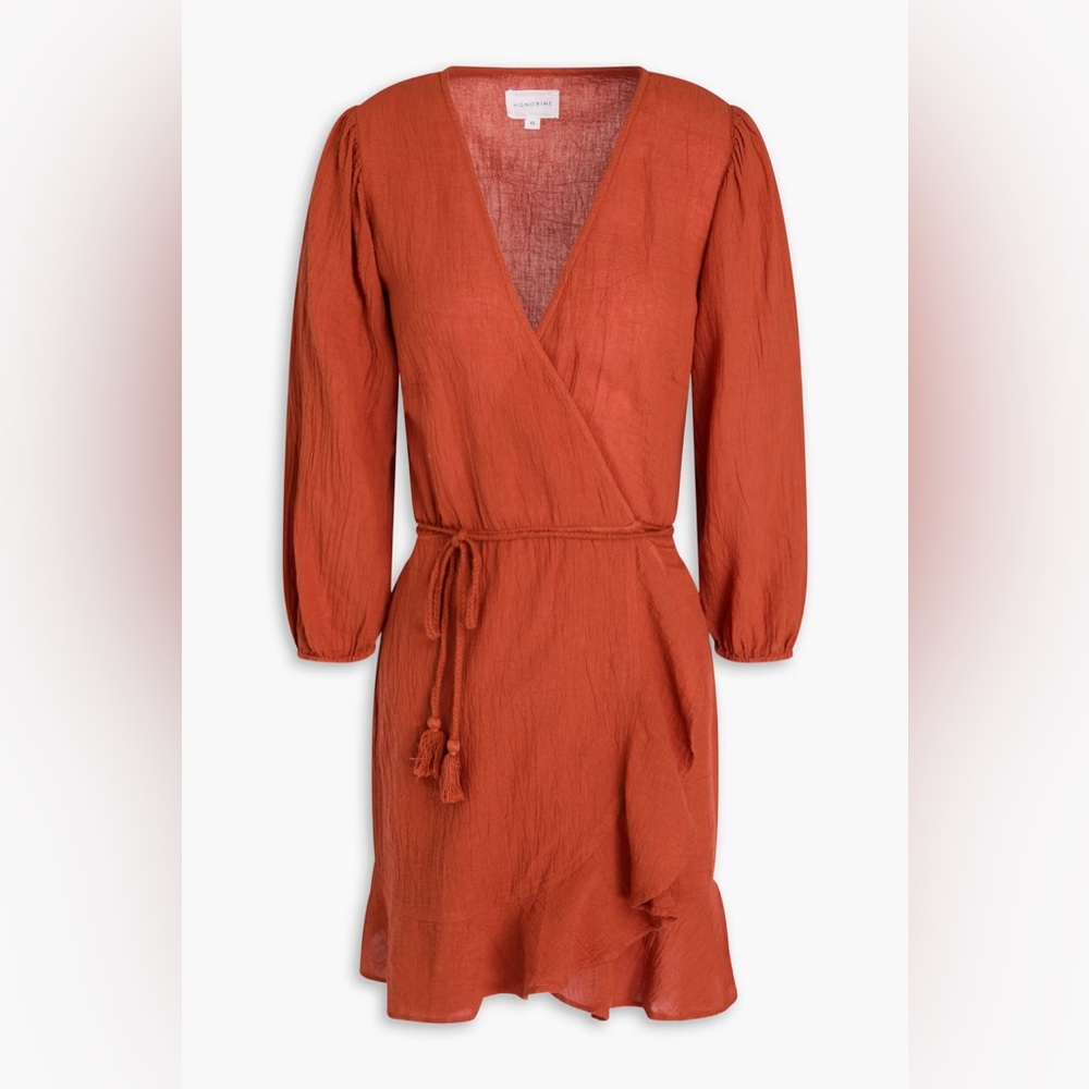 HONORINE Alessandra cotton-gauze mini wrap dress
